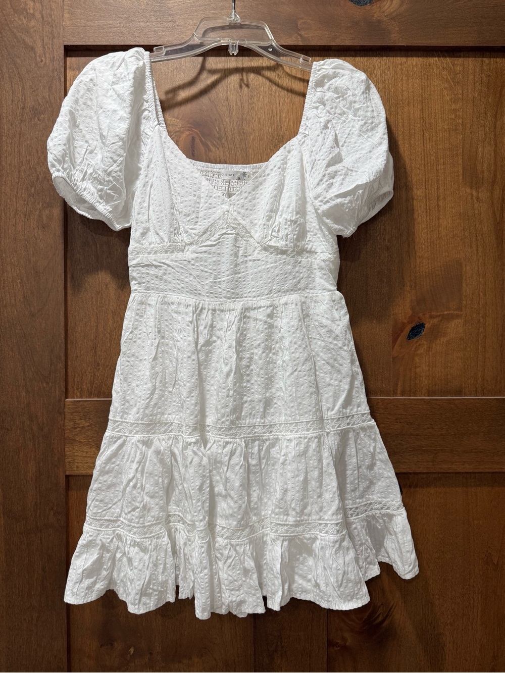 Altar'd State White Textured Eyelet Dress with Smocked Back